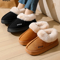 Bottes de neige en daim pelucheux écologiques, épaisses, chaudes, antidérapantes en EVA, à bout fourré, motif uni, pour femmes et hommes, intérieur, printemps, automne, hiver