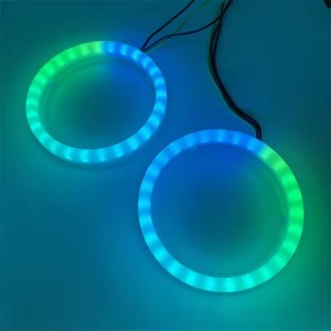 Đèn <span class=keywords><strong>LED</strong></span> RGB điều khiển bằng ứng dụng, vòng halo mắt thiên thần 85mm 90mm 95mm, đèn chiếu <span class=keywords><strong>LED</strong></span> ô tô bằng vải cotton, 12V - Product Image 3
