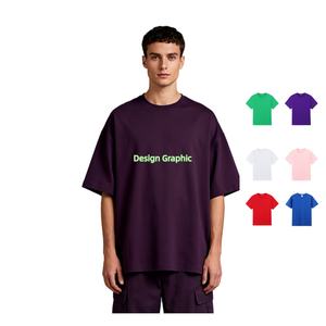 TKAN77D T-shirt coupe régulière pour hommes solides sérigraphie respirant 180g coton tricoté lourd col rond - Product Image 1