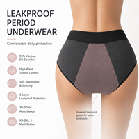 Braguitas Menstruales de Cintura Alta para Mujer, Transpirables, Suaves, de Viscosa y Elastano, de 3 Capas, a Prueba de Fugas, para Uso Diario