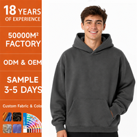 Hoodie Factory – Sweat à capuche en coton délavé style rétro américain avec broderie chenille pour homme – Collection Hiver Heritage