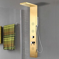 Système de douche en métal jets de massage multifonctionnels intelligents panneau de douche en acier inoxydable doré