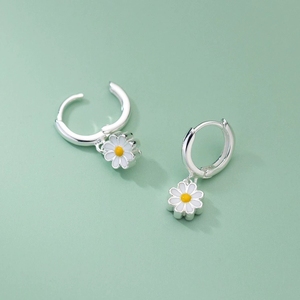 High Quality 925 Sterling <strong>Silver</strong> Drop <strong>Earrings</strong> Cute <strong>Daisy</strong> Floral Hoops Fashionable Trendy Jewelry Gift - Product Image 6