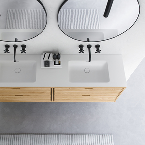 <span class=keywords><strong>Guanda</strong></span> Professionelle Fabrikproduktion Natürlicher Eichen Moderner Europäischer Wandmontierter Badezimmer-Waschtischunterschrank mit Doppelwaschbecken Umweltfreundlich - Product Image 2