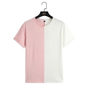 Factory Custom Splicing Solid Colour Short Sleeve Men's Summer Foreign Trade T-shirt Pullover European Size - Product Image 2