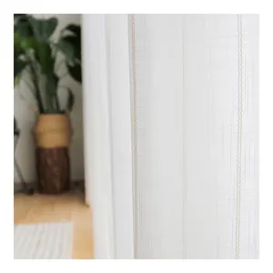 Innermor jakarlı perde beyaz tül perdeler oturma odası için çizgili vual suni keten sırf yatak odası pencere için özelleştirilmiş