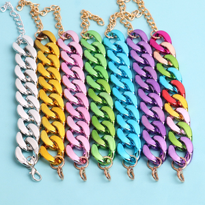 Bracciale Acrilico Lucido Personalizzato con Catena Metallica Colorata Stile Hip-Hop, <span class=keywords><strong>Accessori</strong></span> CCB Colorati per Feste, Miglior Prezzo - Product Image 2