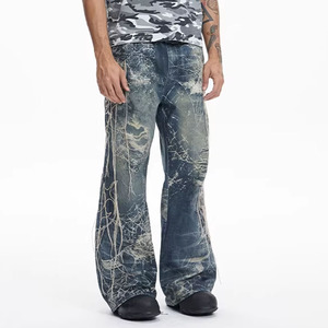 <span class=keywords><strong>Pantaloni</strong></span> Harem a Vita Media Stile Americano, Ricamo in Seta a Ragnatela, Design Stampato Digitalmente, Tessuto Denim 3D Lavato per l'Autunno - Product Image 3