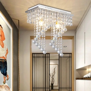 Nuevo diseño moderno pasillo entrada iluminación hotel restaurante forma cuadrada bola de cristal giratoria luces de techo - Product Image 4