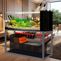 Aquarium de style industriel à filtration par le fond, réservoir en verre extra clair pour salon et maison, aquarium planté pour poissons d'eau douce