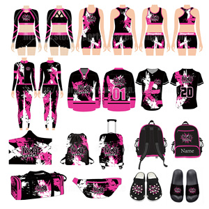 Noir Rose Rouge One Stop Personnalisé Cheerleading Uniforme Gilet Shorts Leggings Cheerleading Sac À Dos Chaussures - Product Image 1