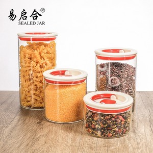 Cylindrical Press Type Storage Jar Airtight Kitchen Grain Dried Fruit Container With Plastic Lid - Product Image 2