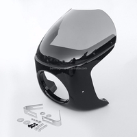 Phare universel de moto de 7 pouces, style rétro café racer, avec pare-brise