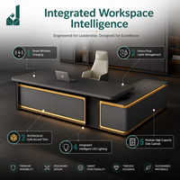 Bureau de direction modulaire extensible en MDF en forme de L, ergonomique, avec éclairage intégré, design moderne et minimaliste, pour un bureau sain