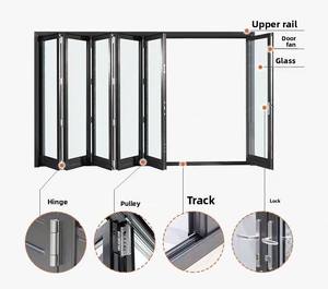 Puerta plegable doble resistente a huracanes externa Acordeón Puerta <span class=keywords><strong>de</strong></span> vidrio plegable Terraza <span class=keywords><strong>de</strong></span> aluminio Puerta <span class=keywords><strong>de</strong></span> doble apertura - Product Image 1