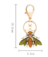Collection de Luxe Exquise Européenne et Américaine : Porte-clés Abeille Rétro avec Diamants Scintillants, Fleurs Roses, Accessoire Créatif pour Sacs et Autres Articles