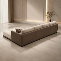 YUANCHANG Modernes L-förmiges Ecksofa-Set Lederpolsterung Hochdichter Schaumstoff für Villa Wohnzimmer Heim-Möbel