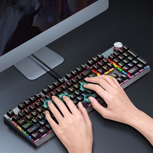 <span class=keywords><strong>Teclado</strong></span> Mecánico con Cable, Teclas Azules, Semi-Mecánico, LED, para PC Gamer, Estilo Redstorm - Product Image 4