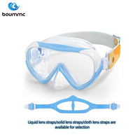 Masque de plongée portable pour enfants à lentille unique en verre trempé avec couvre-nez en silicone