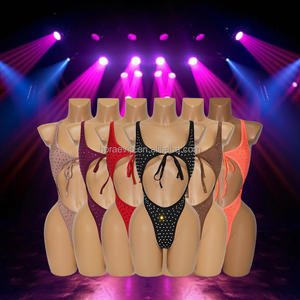 S691 Nouvelle Arrivée Tenues Scintillantes de Danseuse Body Exotique Strass Taille Unique pour Pole Dance et Ballet en Spandex et Nylon - Product Image 1