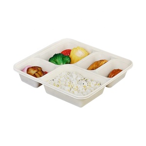 Nhà Hàng Căng tin Phục Vụ Dịch Vụ Bộ Đồ Ăn Hình Chữ Nhật Sinh Học Dựa 8 Ngăn Thực Phẩm Khay Hộp Dùng Một Lần Bữa Ăn Khay - Product Image 1