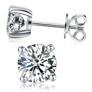 1ct मोइससानाइट बालियां 925 स्टर्लिंग सिल्वर18के सफेद सोने की 6.5 मिमी डी वी बनाम मोइससानाइट स्टड महिला शादी पार्टी के लिए - Product Image 3