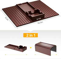 Table d'appoint pour canapé en bambou et noyer avec porte-gobelet amovible - 2 en 1 antidérapant pliable porte-gobelet pour canapé