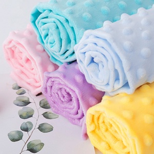 Rts Không Có Moq 100% <span class=keywords><strong>Polyester</strong></span> 230gsm Nổi Siêu Mềm Minky Dot Vải Cho Bé Chăn - Product Image 1