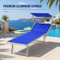 Chaise longue pliante en aluminium avec tissu Oxford, chaise inclinable réglable avec pare-soleil, pour piscine, extérieur, plage