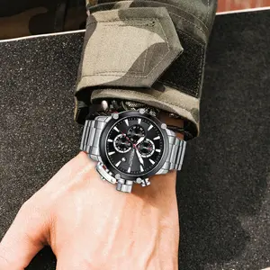ยี่ห้อหรูหราธุรกิจ3ATM กันน้ำนาฬิกากีฬาคลาสสิกส่องสว่างโลโก้ที่กำหนดเองมือนาฬิกาโครโนกราฟควอตซ์นาฬิกาข้อมือ