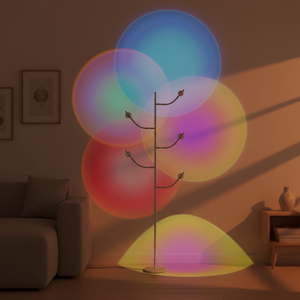 <span class=keywords><strong>Lampe</strong></span> de sol projecteur d'effet coucher de soleil TSINYE à 5 têtes RGBW, LED 4000K, filtres de couleur remplaçables, finition chromée en métal, prise USB pour chambre à coucher - Product Image 6