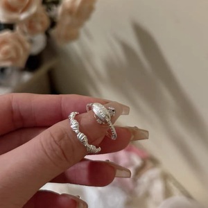 S925 Sterling Silver Shell <b>Open</b> <b>Ring</b> Bean Band Korean Style Simple Versatile For Women Everyday Wear - Product Image 4