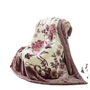 超柔软的毛毯浅色双层单面压花拉塞尔貂皮毛毯