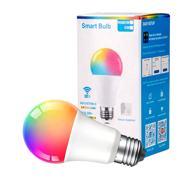 Tuya APP Control WIFI Smart LED Light Bulb A19 Plastic 9W E26 110V-220V Voice Control for Alexa Echo Google Home