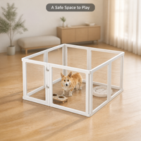 Parc pour animaux de compagnie en acrylique transparent, plusieurs tailles de 66x66 à 126x126 cm, clôture intérieure pour chiots et chats avec porte, OEM