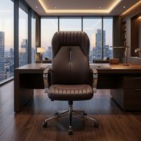 Chaise de bureau exécutive ergonomique contemporaine haut de gamme JA-788 - Cuir PU brun foncé pour la maison, le bureau et l'école