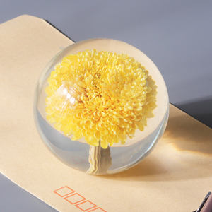 Boule de fleurs décorative en résine avec fleurs séchées véritables, boule artisanale en résine faite à la main pour la décoration de la maison, du bureau, du bureau à domicile, souvenir, cadeau - Product Image 1