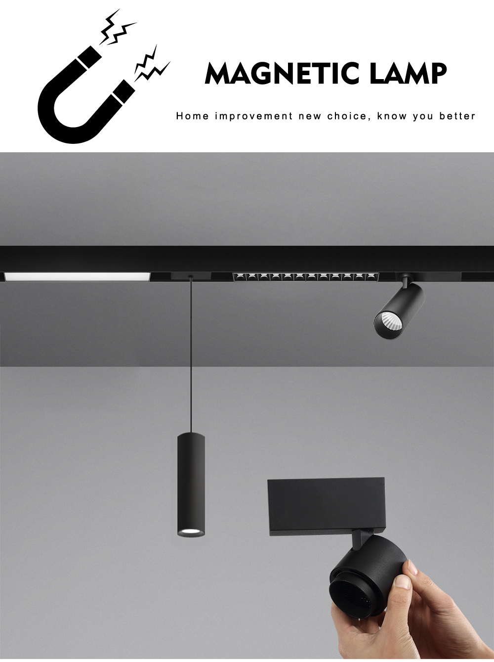 Suppliers Wholesale 5W 10W 8W Ceiling Magnet Led Track Light System Magnetic Led Track Spot Light For Living Room