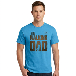 Hot Selling Eco-Friendly Solid Blank Customized Dad Men's O-Neck T-Shirt Short Sleeve Casual Jersey Cotton Loose Fit Blue 180 - Product Image 1