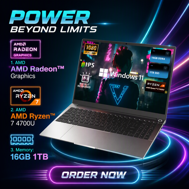 15.6 "Large Screen Laptop AMD Ryzen   7 4700U 16GB 1TB High-performance Office Gaming Laptop