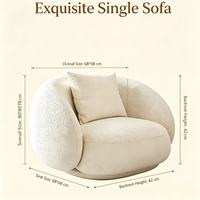 Chaise Longue Moderna Curva sin Brazos en Color Crema, Mueble Decorativo de Espuma de Alta Densidad para Sala de Estar o Vestíbulo de Hotel