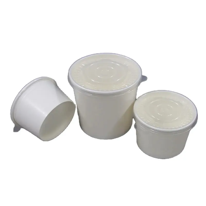 Customized eco biodegradable disposable paper bowl with PP transparent lid for food delivery container packaging