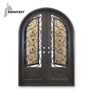 XIYATECH-puerta <span class=keywords><strong>de</strong></span> <span class=keywords><strong>entrada</strong></span> principal <span class=keywords><strong>de</strong></span> Villa Retro, rejilla decorativa <span class=keywords><strong>de</strong></span> arco rústico para Exterior, <span class=keywords><strong>puertas</strong></span> frontales <span class=keywords><strong>de</strong></span> hierro forjado Doble - Product Image 1