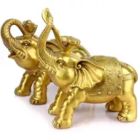 Элитная маленькая статуя золотого слона домашнее украшение фэншуй Слоны Металлические Блестящие роскошные украшения слон