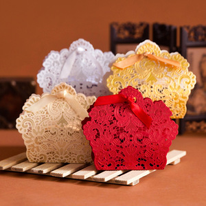 wholesale eco friendly kraft hollow sweet favor wedding candy boxes for guests
