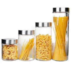 20oz 35oz 40oz 60oz Cylindrical Clear Food Dessert Glass Container with Stainless Steel Lid