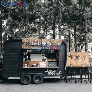 รถพ่วงขายอาหารเคลื่อนที่ไฟฟ้าสแตนเลส 4 ล้อ Zhenda Unique Black Coffee พร้อมห้องครัวและที่นั่งรับประทานอาหาร รับประกัน 1 ปี - Product Image 3