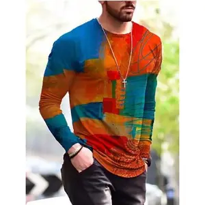 İlkbahar sonbahar uzun kollu T gömlek yeni erkek sokak baskı moda yuvarlak boyun uzun kollu boş özel baskı günlük T-Shirt