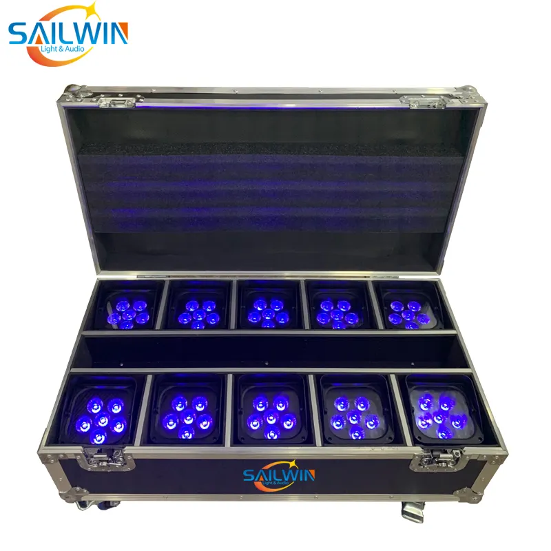 Sailwin 10in1 Charging Flight Case For 6X18W 6in1 RGBAW UV APP Mobile Battery Powered LED Stage Par Light DJ Lighting
