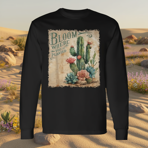 T-shirt à manches longues vintage « Bloom Where You Are Planted Cactus Mental Health » - Product Image 3